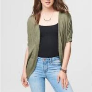 Aeropostale Sage Chevron Open Front Cardigan Short Sleeve Size M